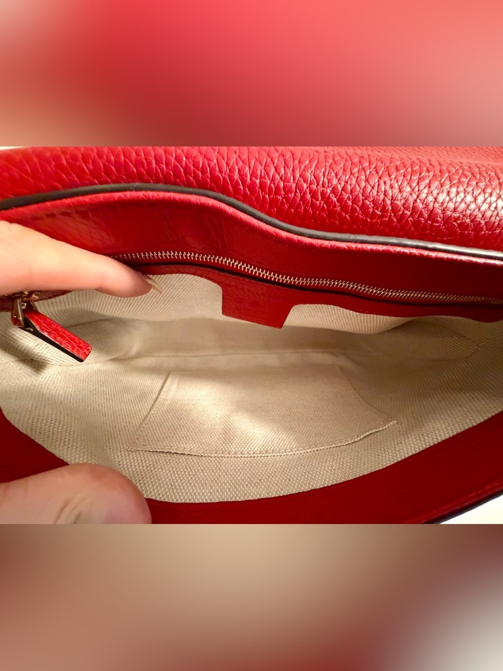 Authentic Gucci Red Soho Leather Shoulder Bag- ❤️*Pristine New Condition*❤️ - Picture 12 of 14